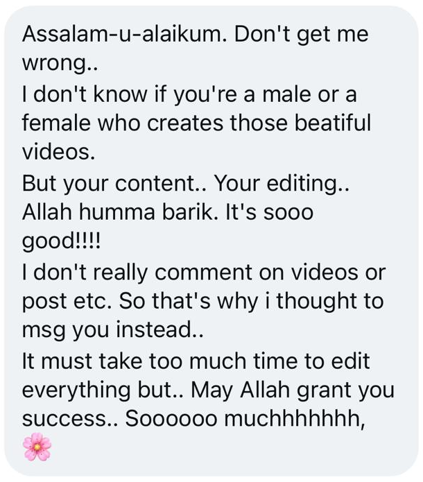 A DM asking whether the creator is a man or a woman and how the videos are made